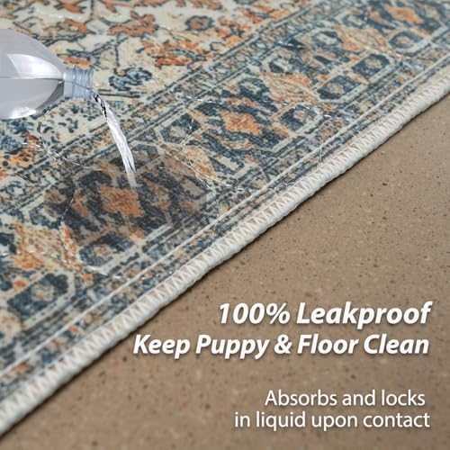 nunubaby 4PACK Washable Pee Pads for Dogs, Stylish, Non-Slip and Leak-Proof Pee Pads. Reusable Potty Pads for Dogs for Crates and Floors.(Beige/Multi,24" x36" )