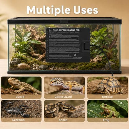 Aiicioo Reptile Heating Pad - Hermit Crab Heater Heat Mat for Reptiles Snake Lizard Terrarium 8 Watt (Pack of 4)