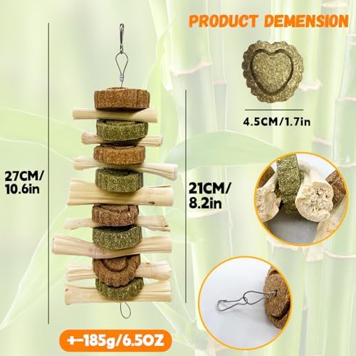 3PCS Bunny Chew Toys Rabbit Treats Timothy Hay Grass Cakes for Guinea Pig