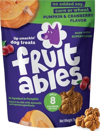Fruitables Baked Dog Treats, Low Calorie Treats, Pumpkin & Cranberry, 7oz