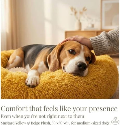 nononfish Soft Plush Dog Bed,Calming Round Pet Bed for Small Dogs