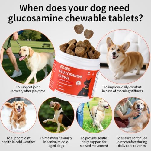 Hip and Joint Chews for Dogs, Glucosamine MSM Chondroitin, 120ct