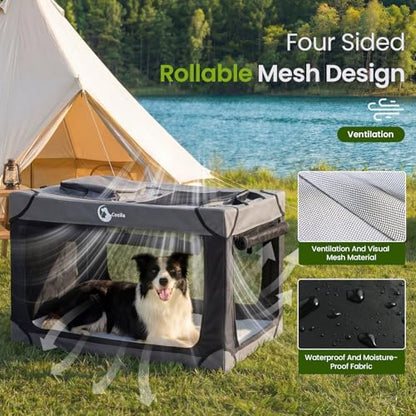 Portable Collapsible Soft Dog Crate for Small Dogs, 26in Black