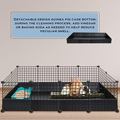Geelin 55 × 27 Inches Black Corrugated Plastic Cage Liners Base 2 x 4 Panel Size Guinea Pig Cage Liner Waterproof Mat Hedgehogs Rabbits Bunny Small Animals Tray