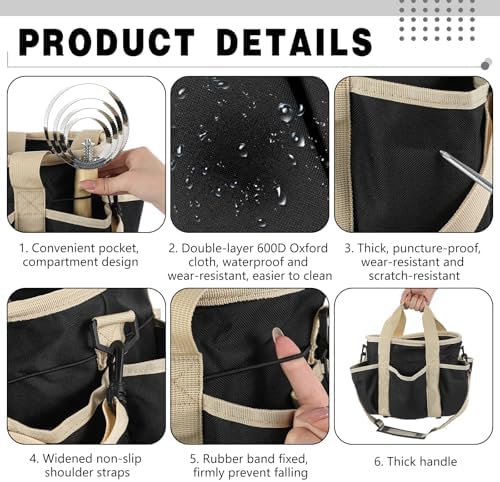 Abbylike Grooming Tote,Stylish,10.63 x 10.63 x 9.45 Inch,Khaki and Black