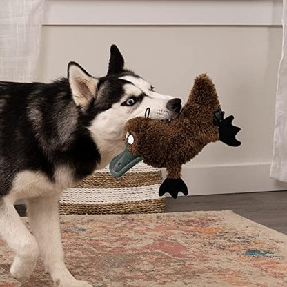 TrustyPup Strong 'N Silent Platypus Silent Squeak Plush Dog Toy, Chew Guard Technology - Brown, Large