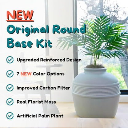 Good Pet Stuff Original Hidden Litter Box Planter, Decorative Cat Litter Enclosure with Carbon Filter, Artificial Palm Plant, Upgraded Design, Easy to Clean, Base Kit, Stone Gray