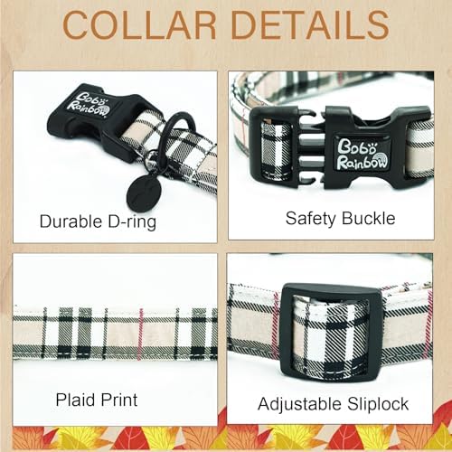 Dog Collar-Plaid Print Adjustable Pet Collar Comfortable Cute Puppy Collars Lightweight Quick-Release Buckle Collars Boy&Girl for Small Dogs