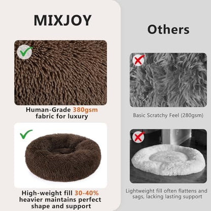 MIXJOY Orthopedic Dog Bed Comfortable Donut Cuddler Round Pet Beds Ultra Soft Washable Dog and Cat Cushion Bed (30'', Coffee)
