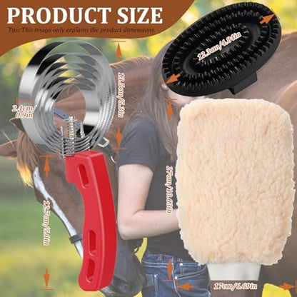 Curry Comb Kit, 6 Ring Curry Comb & Rubber Brush