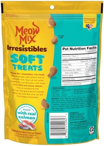 Meow Mix Irresistibles, Soft Cat Treats Made with Real Salmon, 5 Pouches