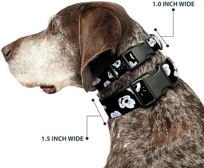 Buckle-Down Plastic Clip Collar - Mickey Mouse Expressions Scattered Black/White - 1" Wide - Fits 11-17" Neck - Medium
