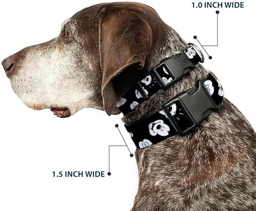 Buckle-Down Plastic Clip Collar - Mickey Mouse Expressions Scattered Black/White - 1/2" Wide - Fits 9-15" Neck - Large
