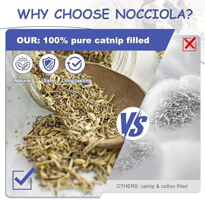 Nocciola 3 Pack Catnip Toys for Cats, Funny Cat Toys Filled with 100% Pure Organic Catnip, Safe Kitten Teething Chew and Kicker Toys, Stress Relieving Fun for Indoor Cats