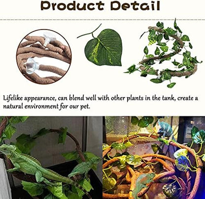 Tfwadmx Bearded Dragon Tank Accessories Resin Dinosaur Triceratops Skull Skeleton Reptiles Hideouts Cave Vines Leaves Aquarium Decorations for Lizards,Chameleon,Snake,Spider,Gecko