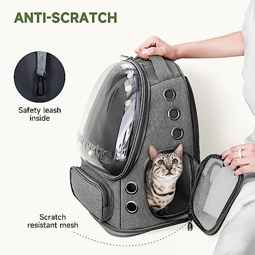 Cawypety Cat Backpack Carrier Large Space Bubble Backpack up to 12lbs Grey