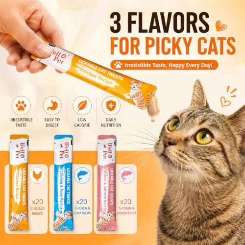 High-Meat Lickable Cat Treats Variety Pack – Real Chicken & Seafood – Smooth Creamy Purée – Grain-Free – (15g Each) (Chicken Mix 60 Tubes)