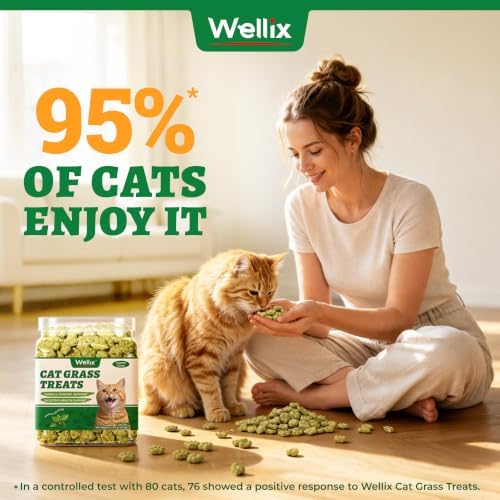 Wellix Cat Grass Treats with Catnip, Hairball & Digestive Support, 13.05 oz