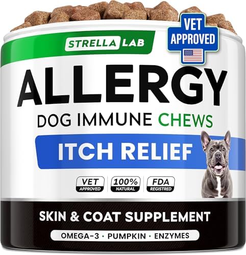Dog Allergy & Itching Relief - Anti Itch, Skin&Coat Support Chews w/Omega 3