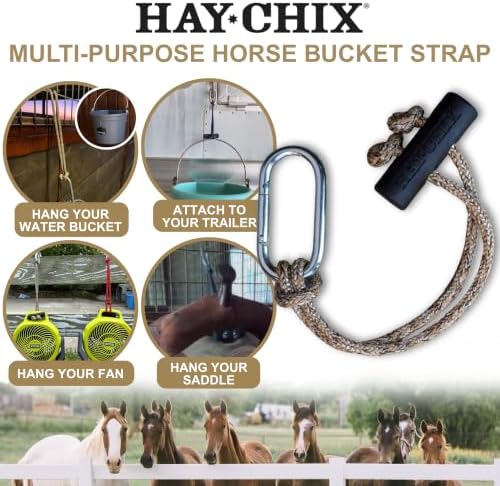Hay Chix 14-Inch Horse Bucket Strap | Adjustable Stall Hanger, Oat