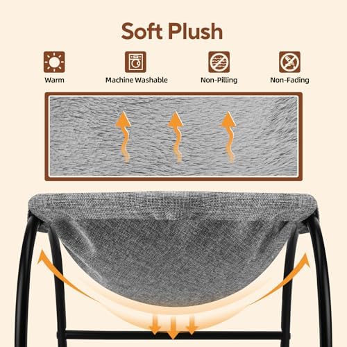 LIFLIX Raised Cat Hammock Bed, Pet Bed for for Indoor Cats, Standing Cat Cot with Washable Plush,17.1 x 17 x 9.5 inches