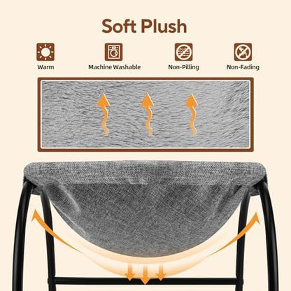 LIFLIX Raised Cat Hammock Bed, Pet Bed for for Indoor Cats, Standing Cat Cot with Washable Plush,17.1 x 17 x 9.5 inches