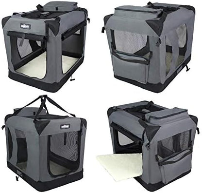 EliteField 3-Door Soft Dog Crate with Bed & Carrying Bag (2-Year Warranty)