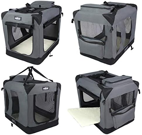 EliteField 3-Door Soft Dog Crate with Bed & Carrying Bag (2-Year Warranty)