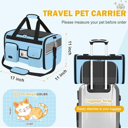 HUANLANG Large Cat Carrier Travel Soft Sided Pet Carrier Airline Approved