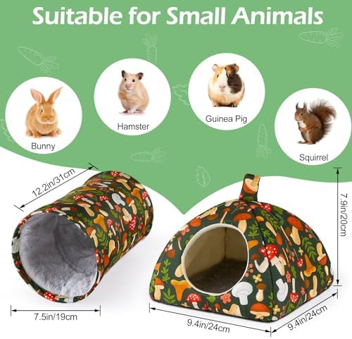 Bienbee Guinea Pig Hideout, 2 Piece Washable Set for Small Animals Large