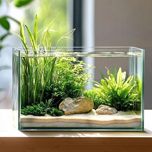 10 Gallon Rimless Glass Fish Tank, Easy to Maintain Small Aquarium