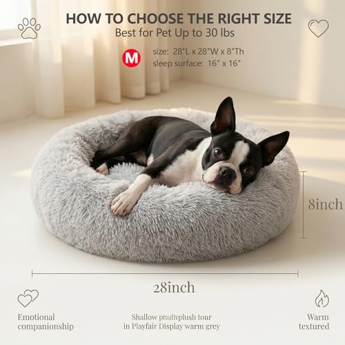 nononfish Small Dog Bed,Soft Calming Donut Plush Pet Bed