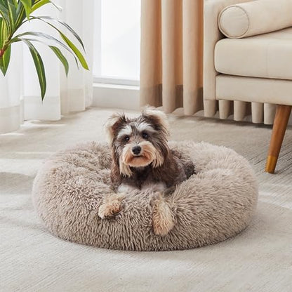 Western Home Calming Donut Small Dog Cat Bed Washable Puppy Bed,24" Brown