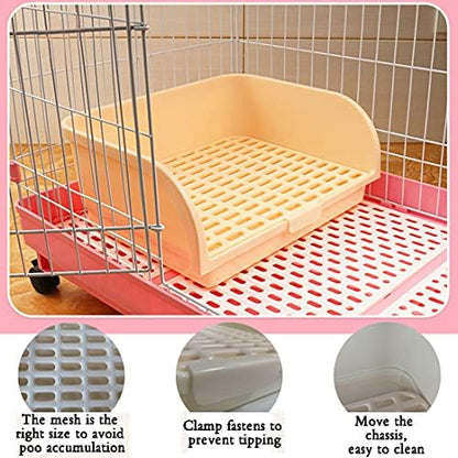 Hamiledyi Large Rabbit Litter Box Corner Bedding Box Chinchilla Toilet Trainer Square Potty Pet Pan for Adult Guinea Pig, Galesaur.Ferret and Other Animals (White)