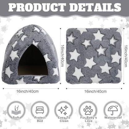 16 x 16 Cat Hideout Bed Self Warming Pet Mat with Star