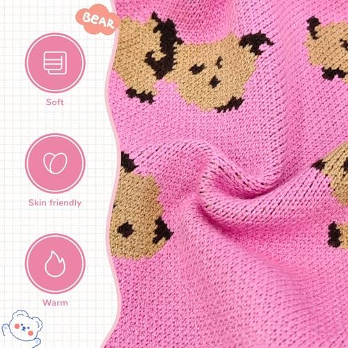 ABRRLO Small Dog Sweaters Cute Bear Dog Cardigans Clothes for Small Medium Dogs Boy Girl Puppy Cat Knitting Cardigan Outfits Dogs Winter Coats Warm Pet Doggy Clothes Soft Knitwear (Pink, Small)