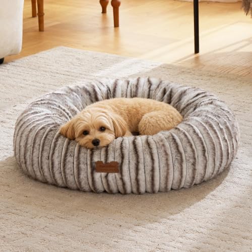 FUKUMARU Small Dog Bed, 25" Orthopedic Dog Bed for Puppies, Donut Cat Beds