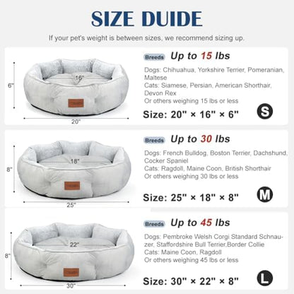 Small Dog Bed for Small Dogs, Cat Bed for Indoor Cats, Cooling Pet Bed for Puppy, Reversible Design with Cool-Touch Summer Side, Machine Washable with Non-Slip Bottom 25 Inch