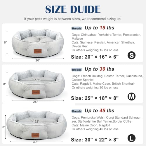 Small Dog Bed for Small Dogs, Cat Bed for Indoor Cats, Cooling Pet Bed for Puppy, Reversible Design with Cool-Touch Summer Side, Machine Washable with Non-Slip Bottom 20 Inch