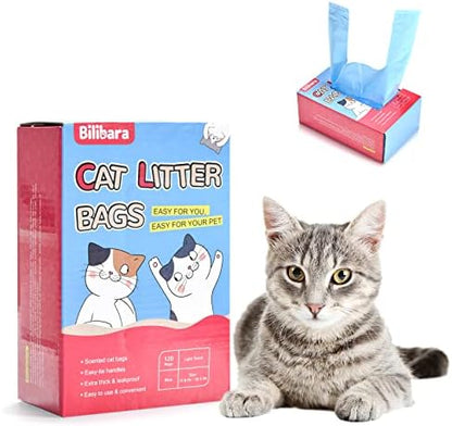 Cat Litter Bags, 120 Count, Ultra Thick, Scented, Leak-Proof, Disposable, 15 Liters Capacity