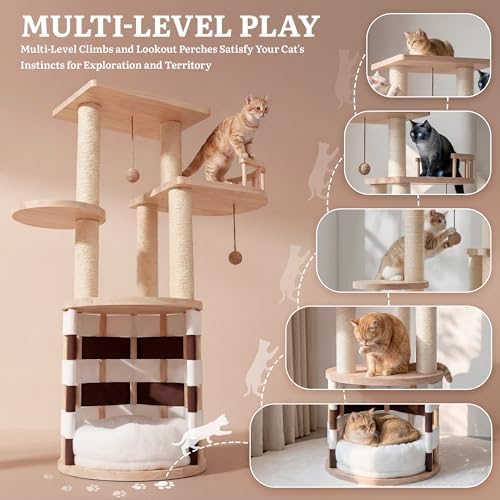 YITAHOME 40" Stable Pine Wood Cat Tree