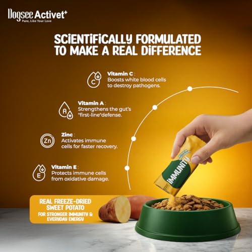 Dogsee Activet+ Freeze Dried Dog Food Topper with Yak Cheese Powder, Dog Supplement for Multi Vitamin, Boosting Immunity, Supports Growth, Improve Overall Health & Digestion (30 Sachets)