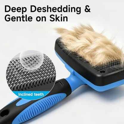 Self-Cleaning Dog Brush for Shedding, Slicker Brush & Grooming Tool