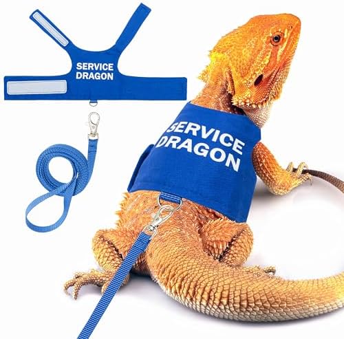 Bearded Dragon Harness and Leash Set, Escape Proof Reptile Vest