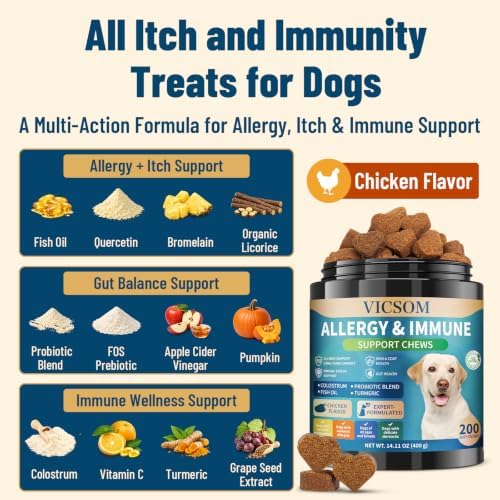 Dog Allergy Chews, Dog Allergy Relief & Itching Skin Relief Chews, 200 Ct