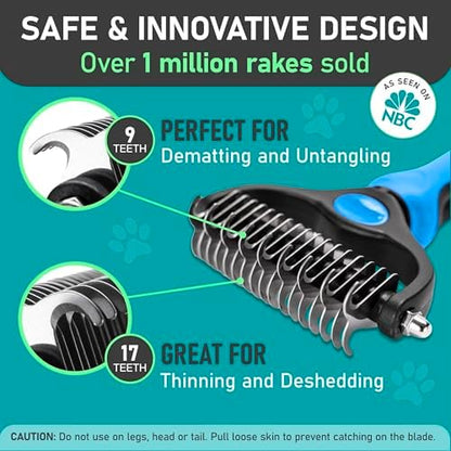 Maxpower Planet Dog Rake and Brush Set for Shedding, Undercoat & Mats
