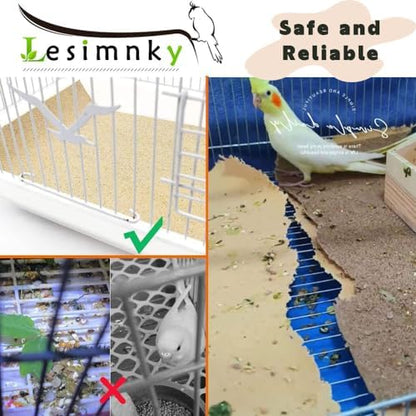 Bird Cage Liner 50-Pack 17” x 11” Gravel Paper Cuttable Pet Sandpaper Special for Bird Cage in Sea Sand, Easy Clean Pet Sandpaper Calcium Paper for Birdcage Parrots Cockatiels (50)