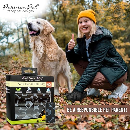 Parisian Pet Eco-Friendly Dog Poop Bags, 8 Rolls, 20 Bags per Roll, Unscented, Leak-Proof, Perfect for Cleaning Up After Your Pet