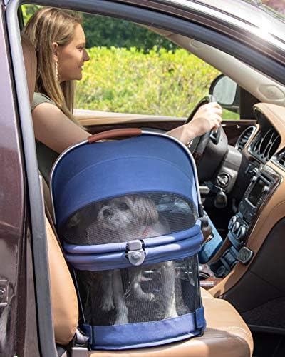 Pet Gear No-Zip View 360 Pet Carrier & Car Seat, Navy, 20"