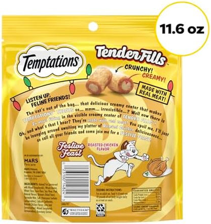Temptations Tender Fills Adult Cat Treats, Festive Feast Flavor, 11.6 oz